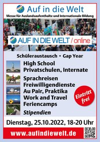 AUF IN DIE WELT-Messe am 25.10.2022 AUF IN DIE WELT-Messe am 25.10.2022