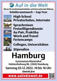 AUF IN DIE WELT Messe in Hamburg AUF IN DIE WELT Messe in Hamburg