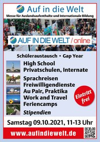 AUF IN DIE WELT Messe Online am 09.10.2021